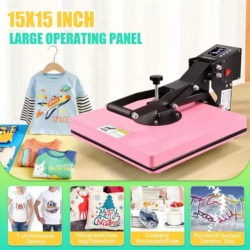 HOMDOX Heat Press 15  15  18 Clamshell Digital Industrial Slide Out Sublimation Printer for T-Shirts/Bags/Mouse Pads Iron-on Transfer Projects