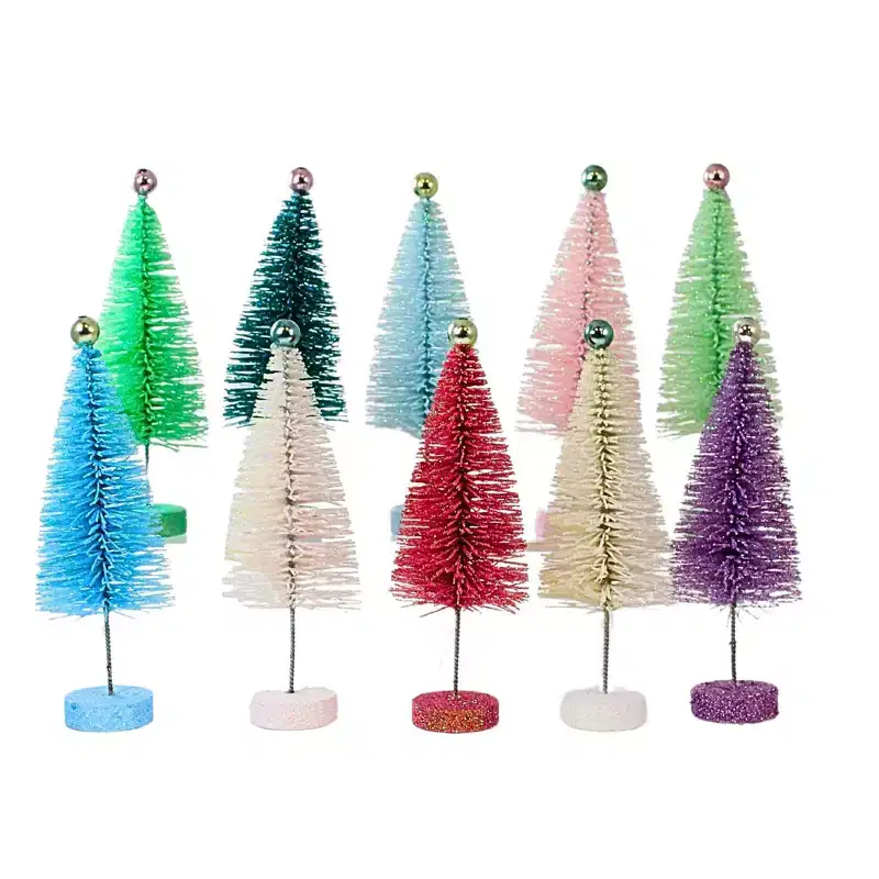 Cody Foster 7.0 Inch Pastel Bottle Brush Trees Set / 10 Easter Tree Ornament Set , Spring Decor Decor Mantle Decorate Easter (10PC)