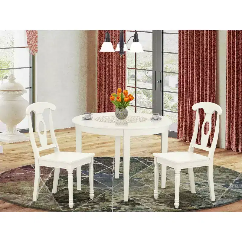 Round Dining Table Set 3pc 42 Inch Table & Chair Set - Modern Kitchen Table