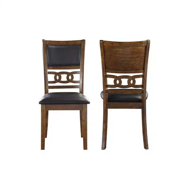 New Classic Furniture, Furniture Gia Faux Leather Dining Chairs in Brown (Set of 2)
