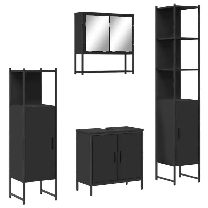vidaXL Bathroom Furniture Set with Shelf 4 pcs Engineered wood Modern Indoor