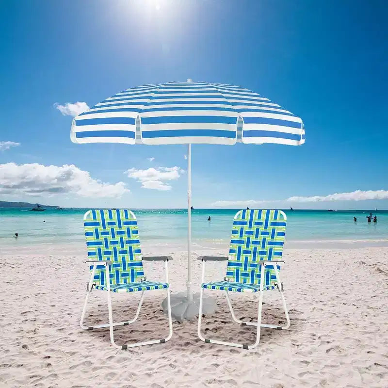 VINGLI Patio Lawn Webbed Folding Chairs Set of 2, Outdoor Beach Portable Lawn Chair Camping Chair Beach Chair for Yard, Garden Dining