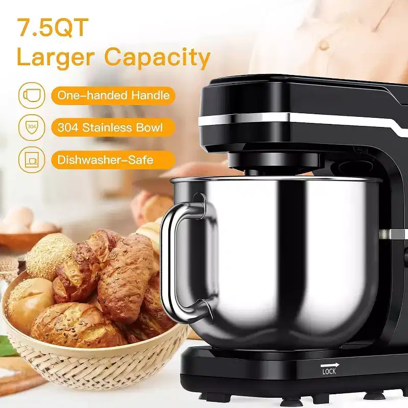 660W 7.5QT Stand Mixer - 10 Speed Tilt-Head Electric Mixer for Kitchen