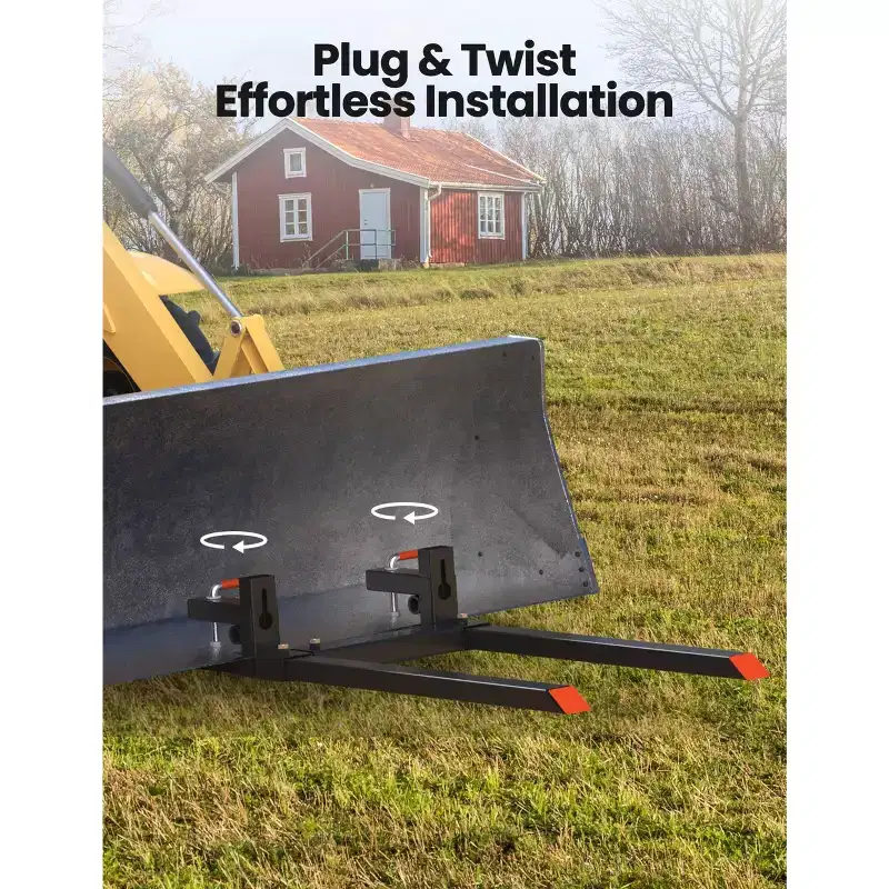 Pallet Forks, Tractor Bucket Forks 2000 Lbs 43 - Clamp On with Adjustable Stabilizer Bar for Skid Steer, Loader Attachments