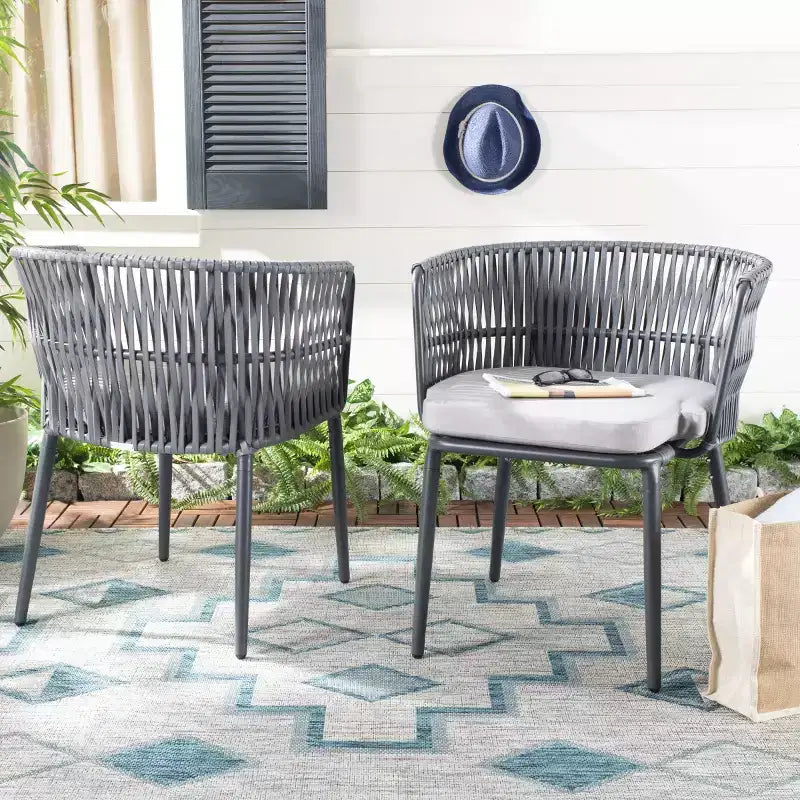 Kiyan Rope Chair (Set Of 2) - Indoor/Outdoor - PAT4028 - Gray - Safavieh