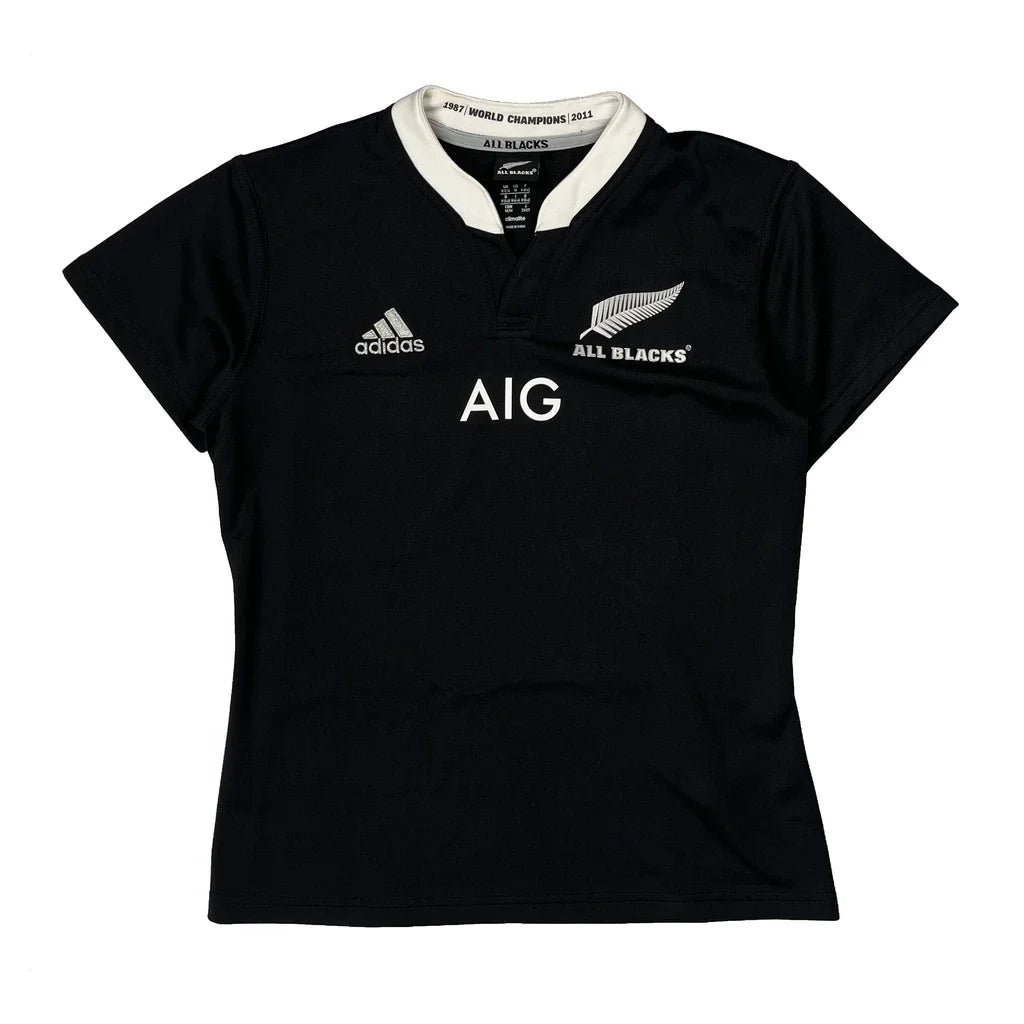 Women's Black Polyester Rugby Shirt Short Sleeve Regular Fit