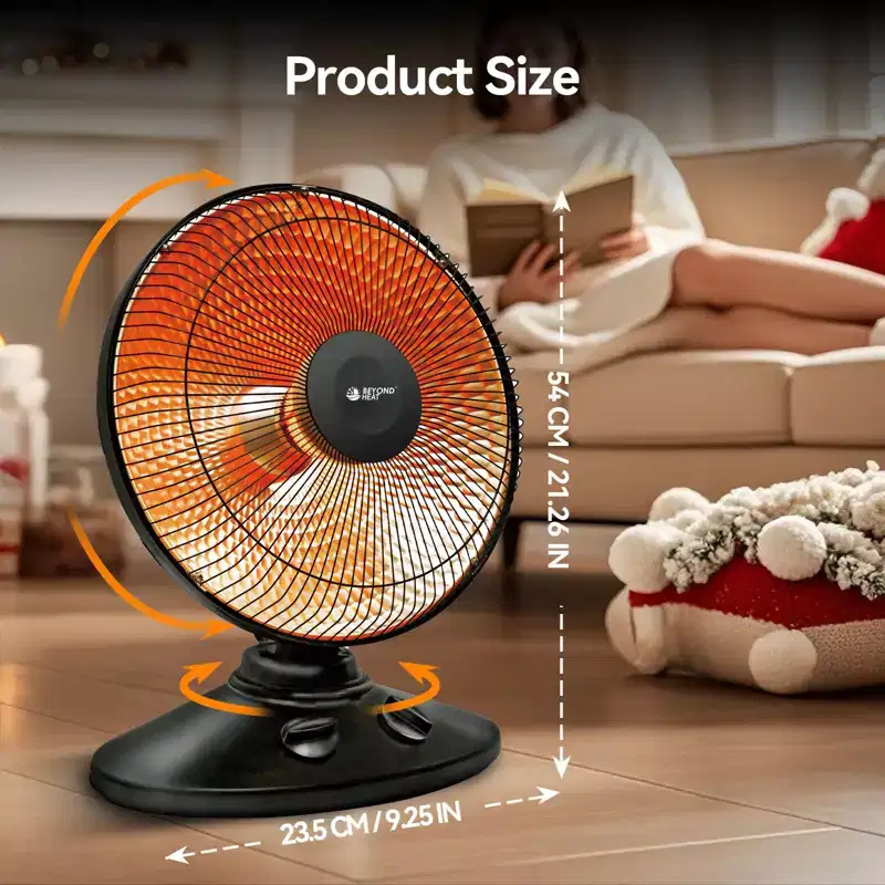 BEYOND HEAT Oscillating Radiant Dish Heater, 1000W Space Heater with Adjustable Tilt and Overheat Protection, Radiant Heaters for Indoor Use