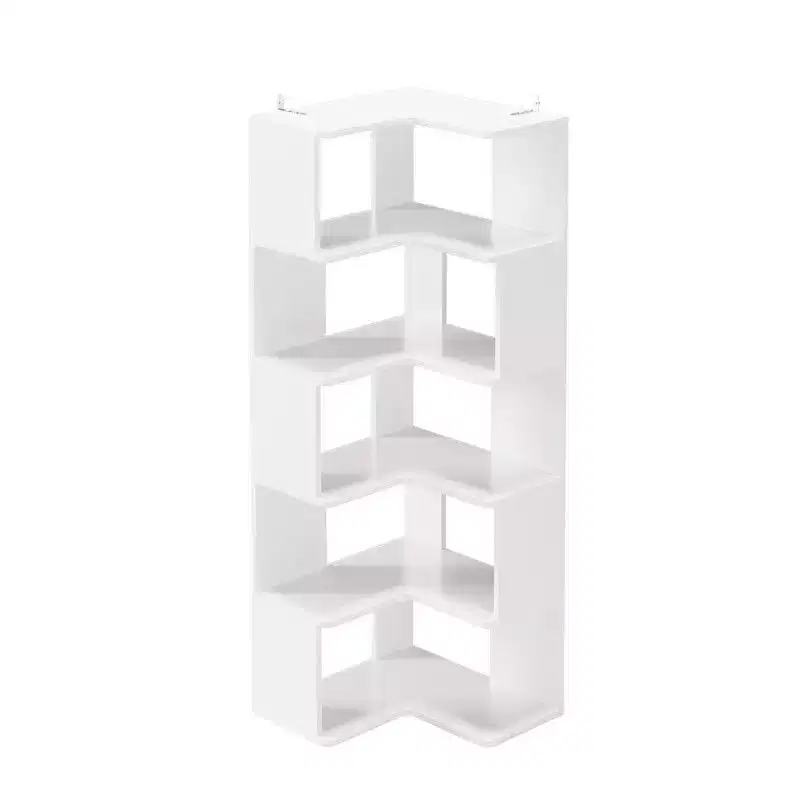 Corner Book Shelf White 6 Tiers L-Shaped