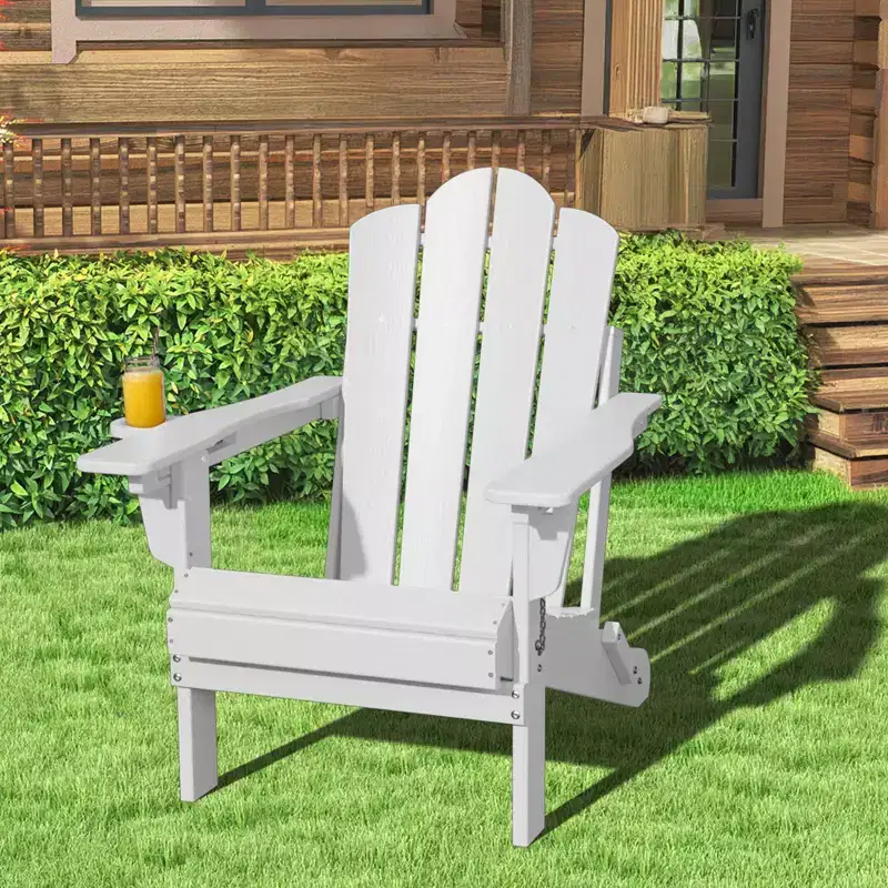 HYLEORY Plastic/Resin Folding Adjustable Back Adirondack Chair with Cup Holder