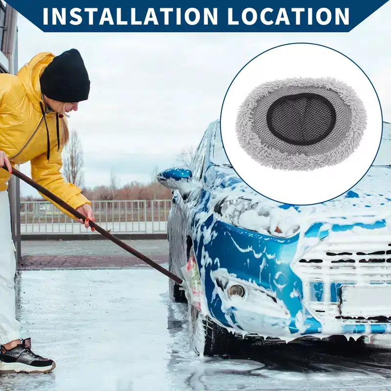 Unique Bargains Car Cleaning Brush Kit Car Wash Mop Wash Brush for Cars Auto RV Truck Chenille Gray 1pc
