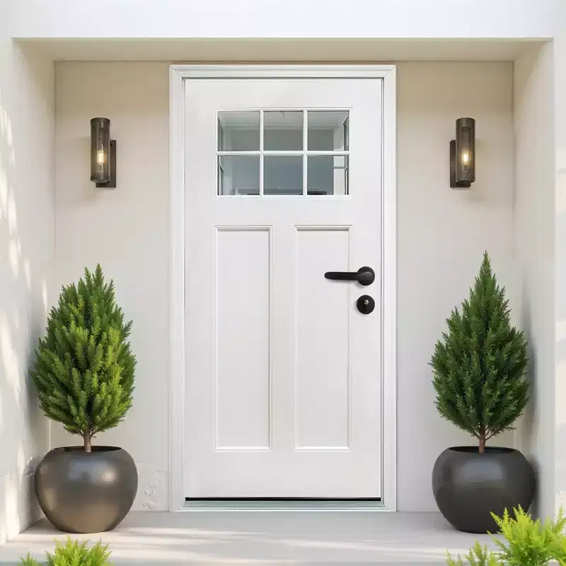 PexFix 36x80 6-Lite 2-Panel Fiberglass Composite Door White Left Hand Inswing Entrance Door Exterior Front Entry Doors With 4-9/16 Frame