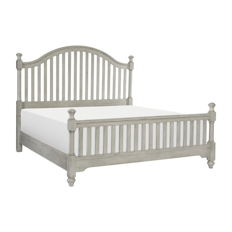 Light Gray Bedroom 6pc Set Bed Nightstands Dresser Mirror Chest