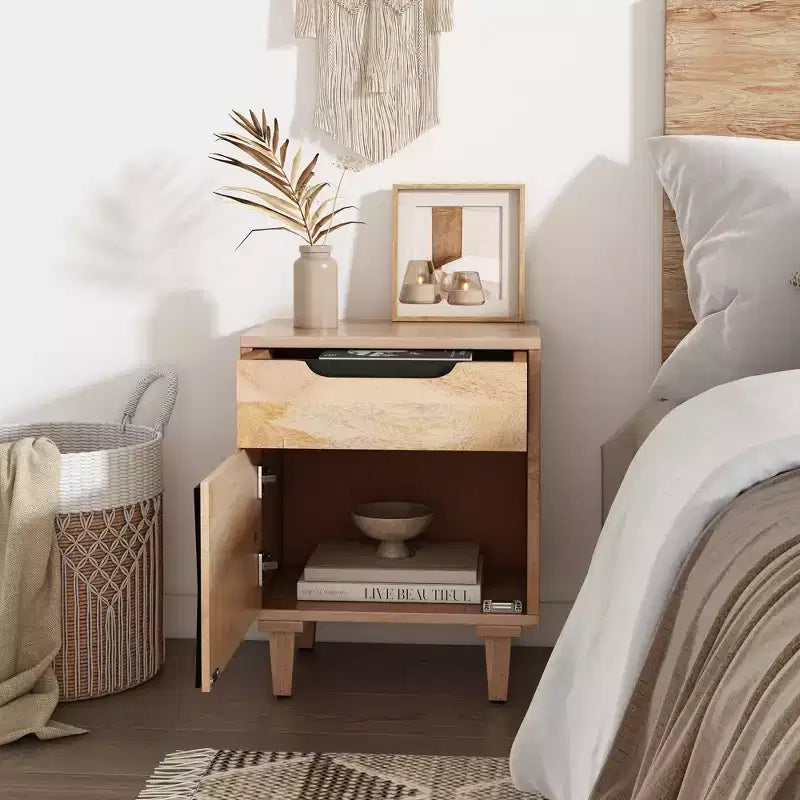 Christopher Knight Home Mooren Wood Nightstand with Storage, Natural