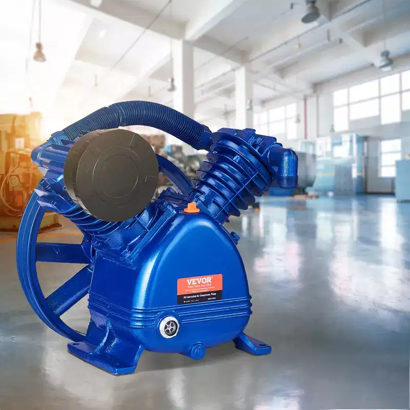 VEVOR Air Compressor Pump Head, 5.5HP 5.75CFM @ 90PSI, Twin Cylinder Oil Lubricated Air Compressor Piston Pump Head, with Max. 185PSI Pressure,Blue