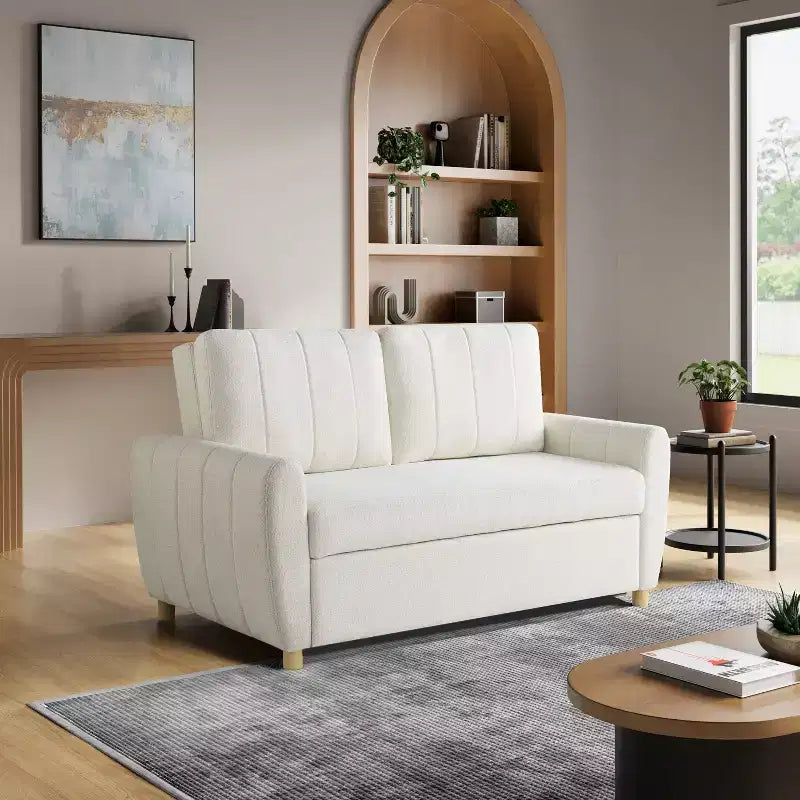 Serta Harriet Convertible Loveseat Woven Ivory