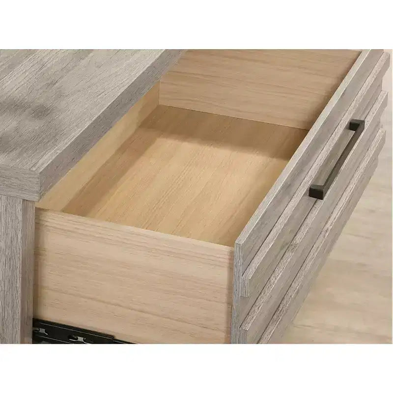 Alvear Contemporary Wood Nightstand with Metal Base, Weathered Gray