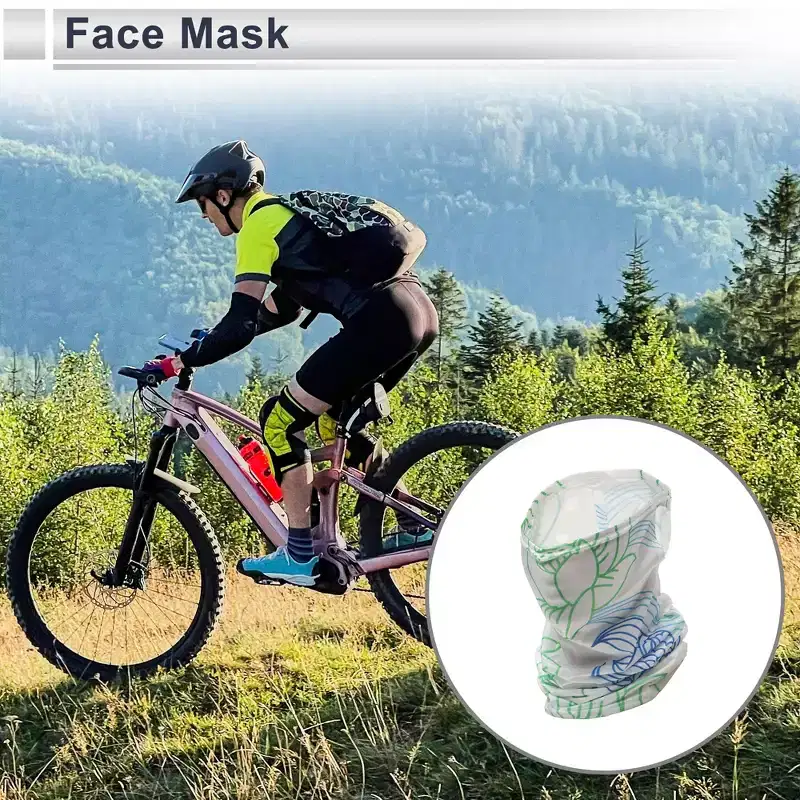 Unique Bargains Half Pack UV Face Shield Polyester Pattern Multipurpose Neck Gaiter Mask Sun Protection Breathable Blue White 1 Pcs