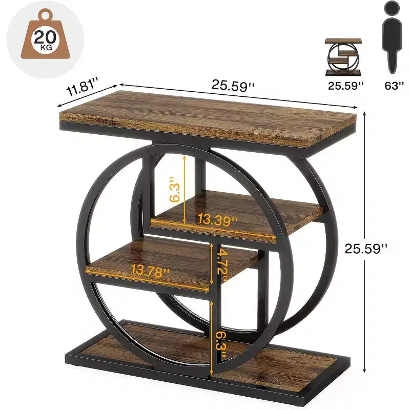 Lantine End Table Set of 2, 4-Tier Narrow Side Table with Storage Shelves, Wood Sofa Side Table for Bedroom, Living Room, Rustic Brown
