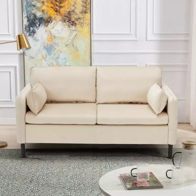 EROMMY 57.9 Velvet Loveseat Sofa,Upholstered Loveseat Couch With 2 Extra Soft Cushions & Convenient Side Storage,Comfortable And Stylish Two-Seater