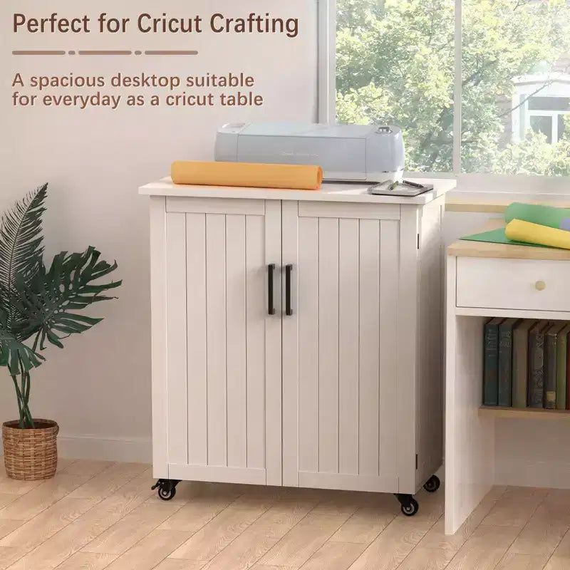 GDLF Craft Cart Compatible with Cricut Machine, Rolling Cricut Cabinet with Storage 31.6W x 15.8D x 34.9H