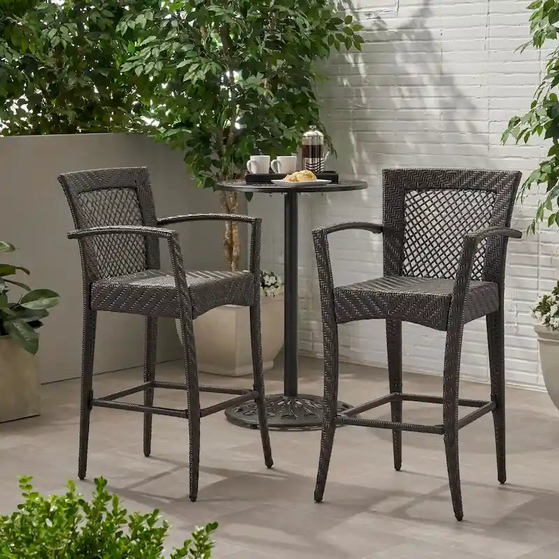 Outdoor PE rattan Barstools(Set of 2)