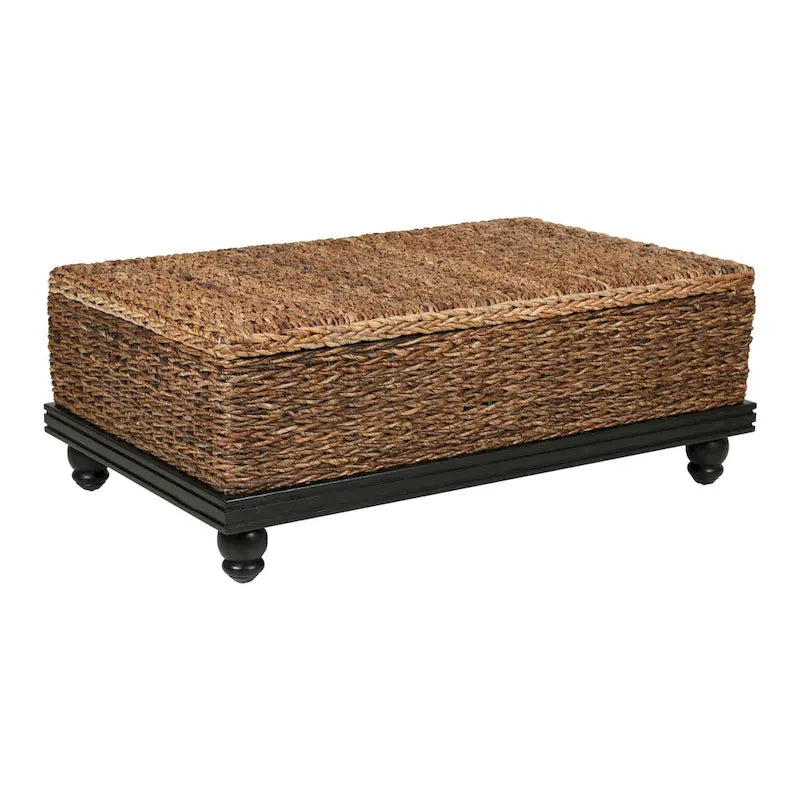 Natural Woven Abaca Storage Table with Hidden Compartment