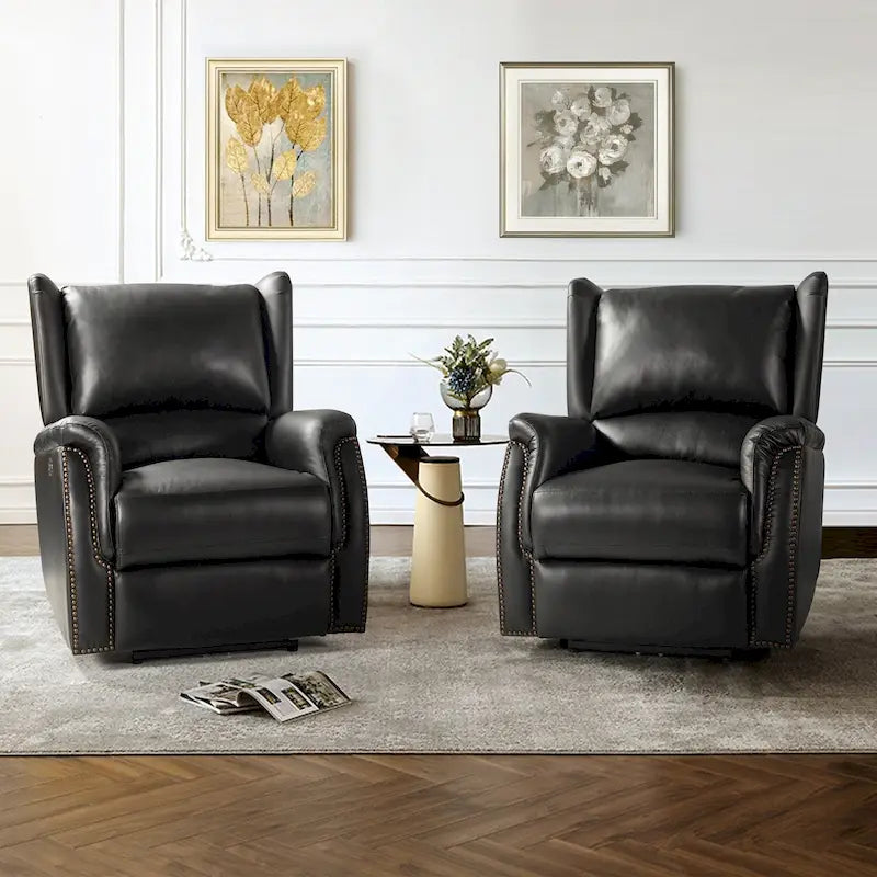 Eduardo Genuine Leather Power Recliner with USB Port Set of 2
