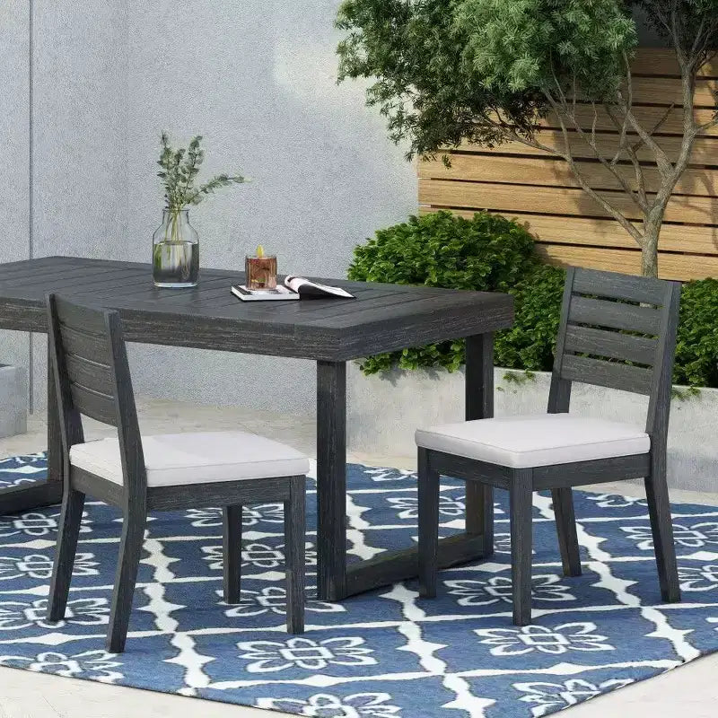 TUYOHW Acacia Wood Outdoor Dining Chairs Set of 2,Patio Armless Chairs with Water-Resistant Cushions,400lb Capacity