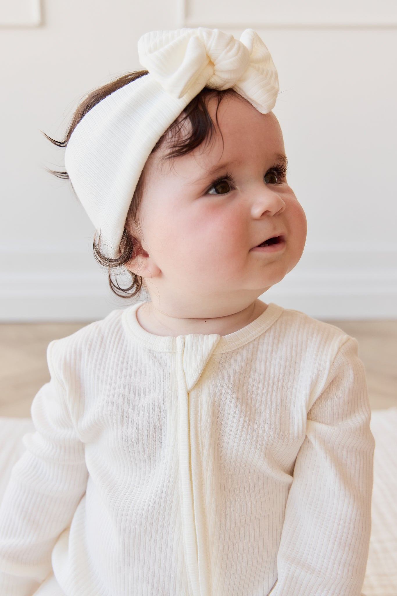 Milk Solid Organic Cotton-Modal Headband with Soft Stretchy Stain-Resistant Comfort for Baby & Girls Daily Wear