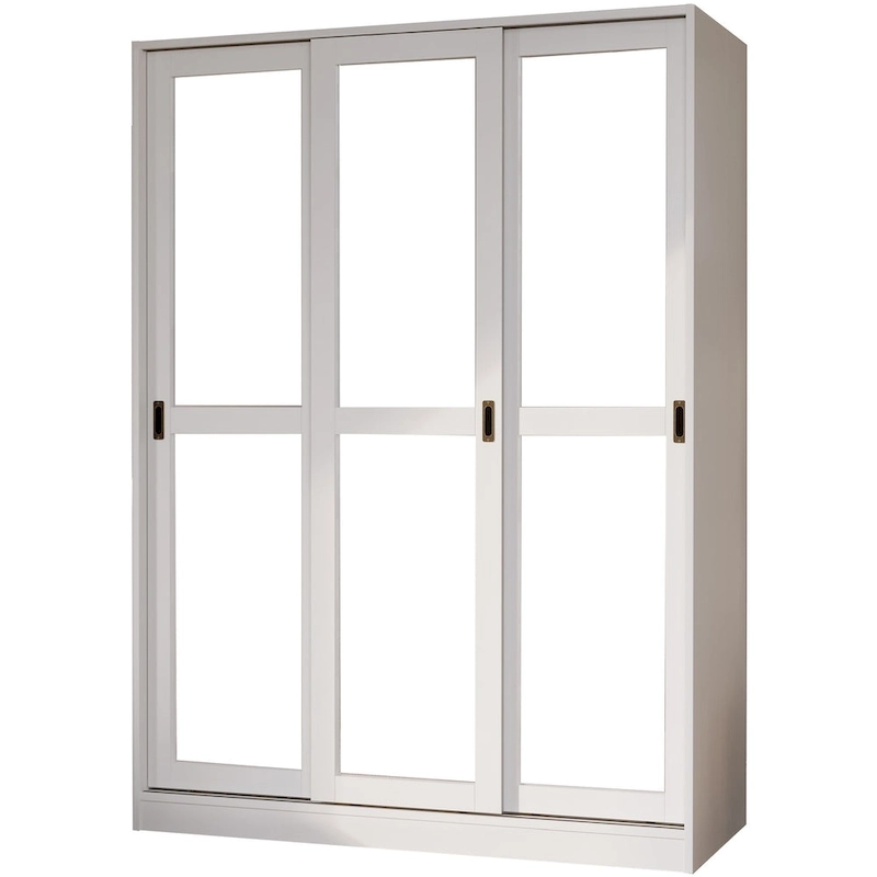 Palace Imports 100% Solid Wood Wall Closet System of Wardrobe Armoires with Mirrored, Louvered or Raised Panel Sliding Doors