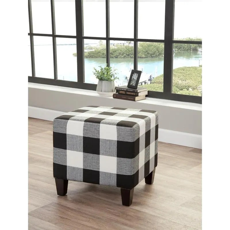 Farmhouse Plaid Checkered Ottoman Footrest