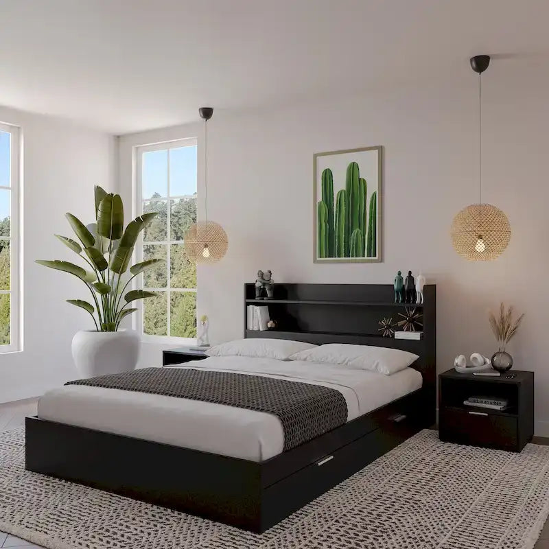 Hunter Platform Bed With Headboard And 2 Nightstands