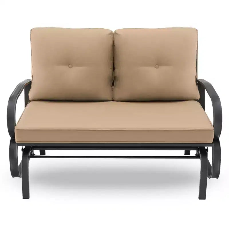 Costway Patio 2-Person Glider Bench Rocking Loveseat Cushioned Armrest Brick Red\Beige\Blue