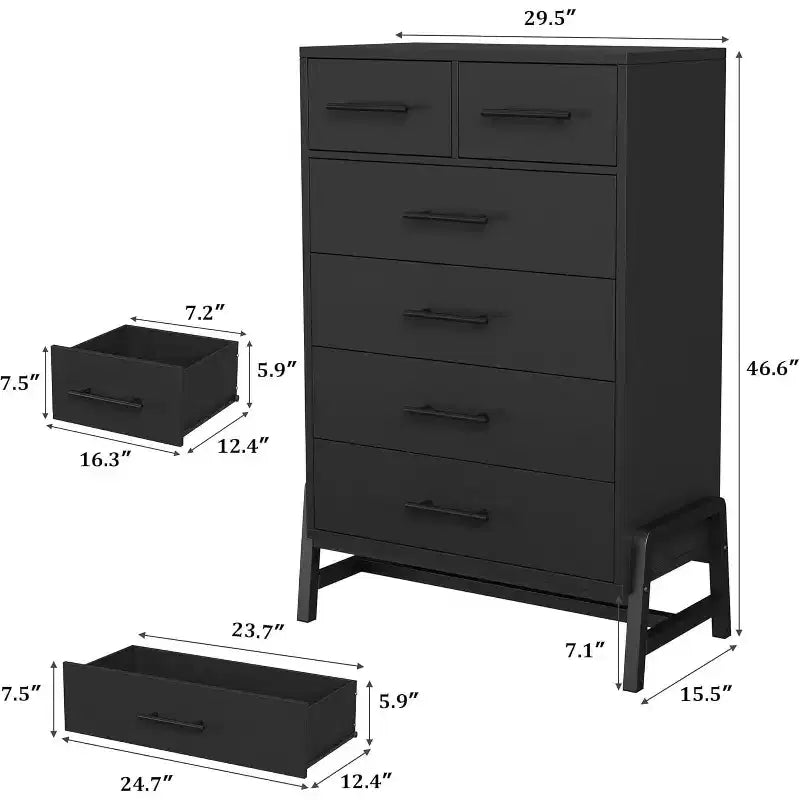 Dresser for Bedroom, Freestanding 46.6 in Tall Drawer Dresser with Storage, Wooden Closet Storage Chest for Living Room, Bedroom, Entryway