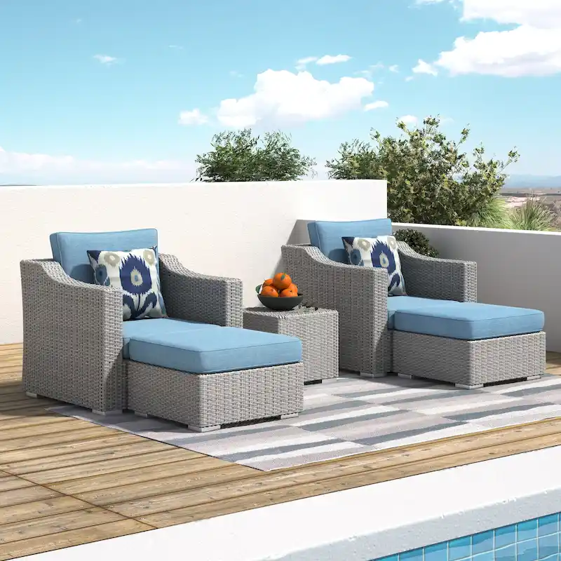 Corvus Martinka Outdoor 5-piece Grey Wicker Furniture Set