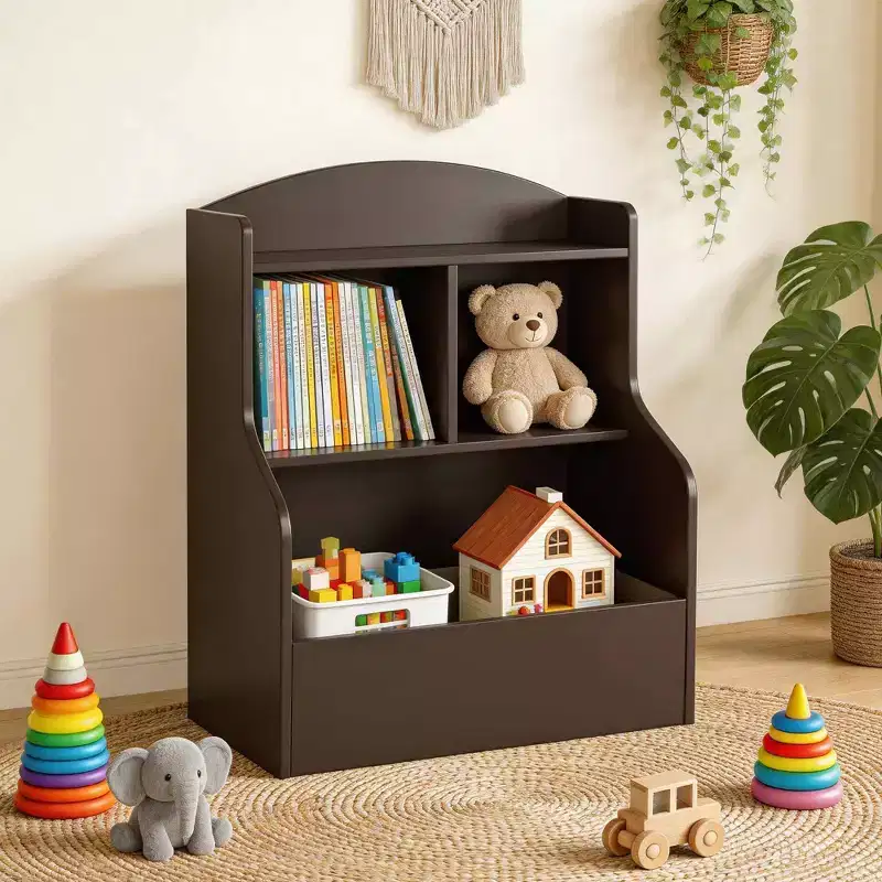 Natural Wood 3-Tier Kids Bookshelf & Toy Organizer – For 1 Child