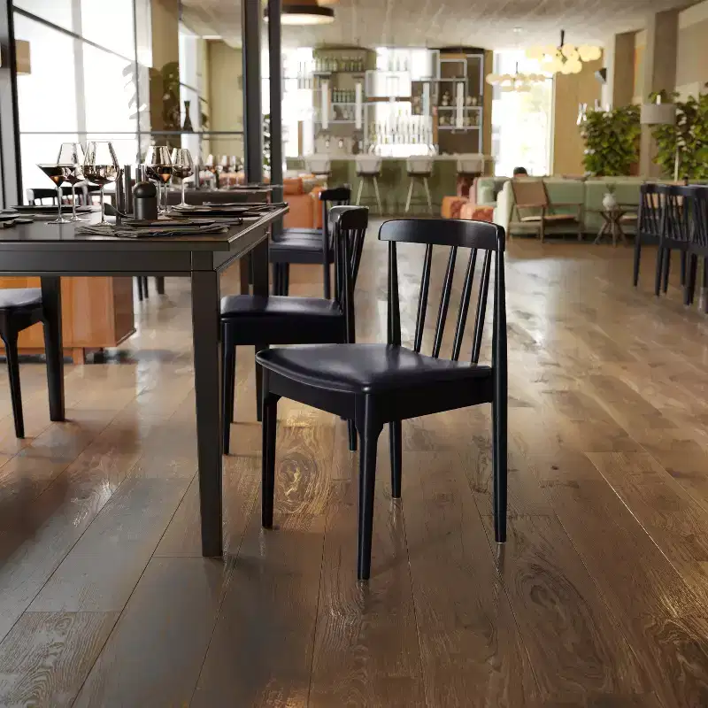Flash Furniture Chester Commercial Grade Solid Wood Dining Chair with Slatted Backrest and Vinyl Seat
