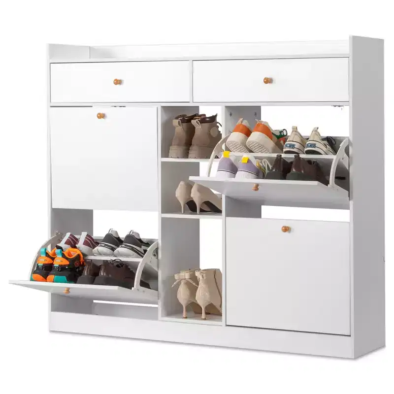Karl Home 4 Flip Drawers and 2 Sorage Drawers White Particle Board 50.39in. W Shoe Cabinets