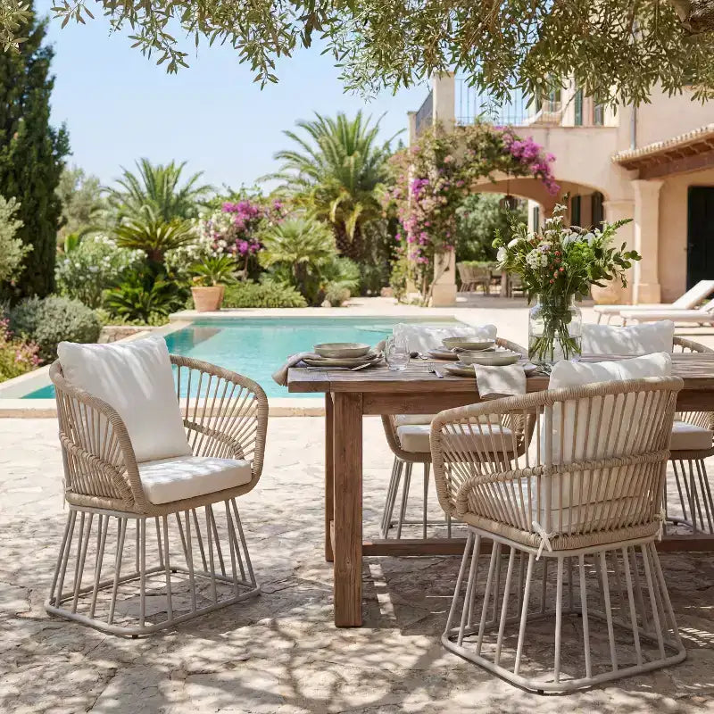 Christopher Knight Home Dalton Patio Modern Woven Wicker Dining Chair with Steel Frame and Cushions