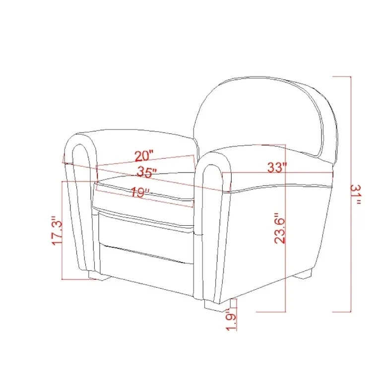 Fauteuil club Paris en cuir véritable marron, Pasargad Home