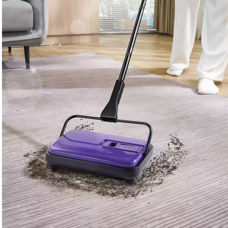 VEVOR Carpet Sweeper Manual, Floor Sweeper with 300 ml Dustbin Capacity Easy to Empty, 6.7 inch Cleaning Width for Home Carpets Pet Hair Dust, Purple