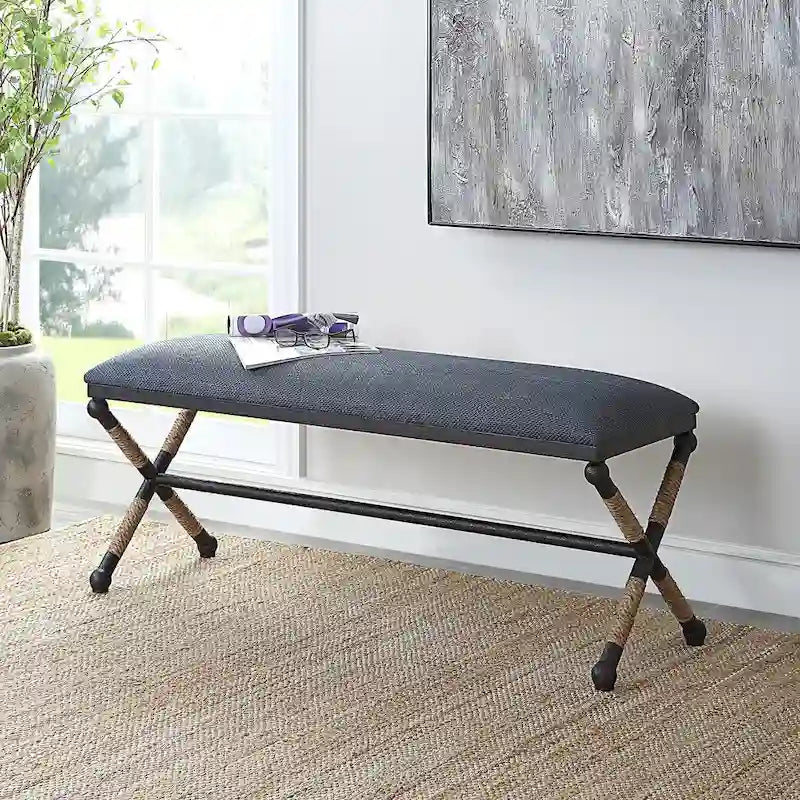 Uttermost Firth Rustic Navy Bench - 48W x 21H x 16D