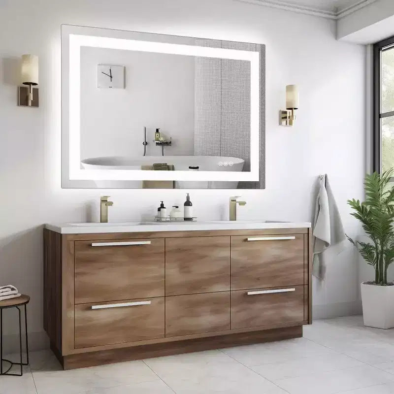 TUYOHW Anti-Fog Bathroom Mirror with LED Lights,Smart Mirror with 3 Lighting Modes & Adjustable Brightness(3 sizes)