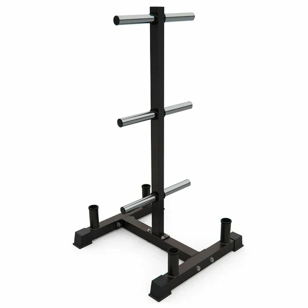 Heavy-Duty 3-Tier Olympic Weight Plate Rack with Barbell Holder ¨C Black Powder-Coated Steel, 200kg Capacity, Space-Saving Home Gym Organizer