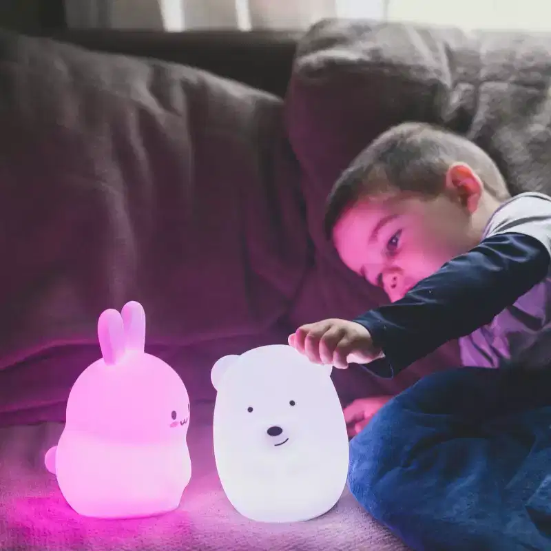 LumiPets LumiJunior Bunny Nightlight: Silicon, Battery Powered, Dimmable LED Bulb