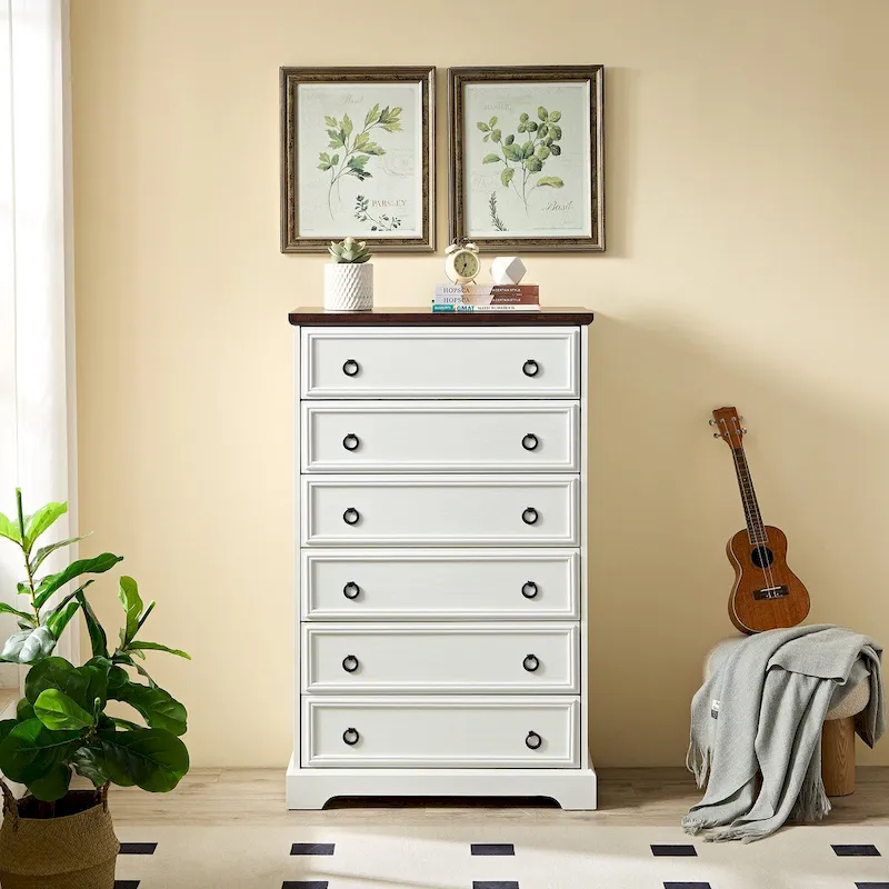 Modern 6 Drawer Cabinet Dresser Tall Chest of Drawers Closet