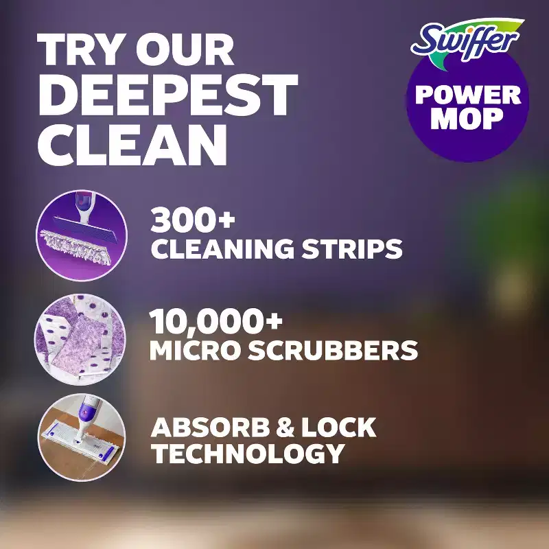 Swiffer PowerMop Refill Pads - 8ct: Cotton, Multi-Surface, Floor Cleaning