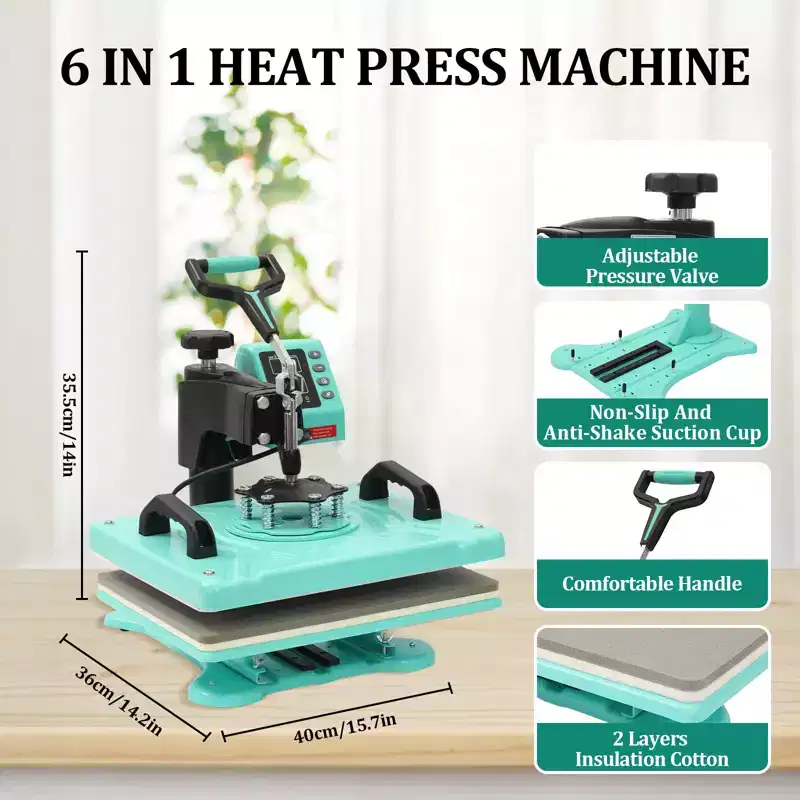 Heat Press Machine, Digital Sublimation Printer Machine,360 Rotation Swing Away Combo Tumbler Heat Press for Diy T-shirts Hats Caps Mug Plate
