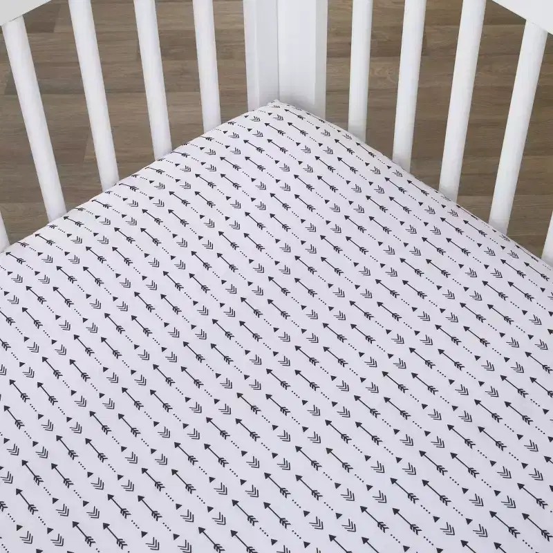 NoJo Little Man Cave Fitted Crib Sheet - Ivory: Microfiber, 110 Thread Count