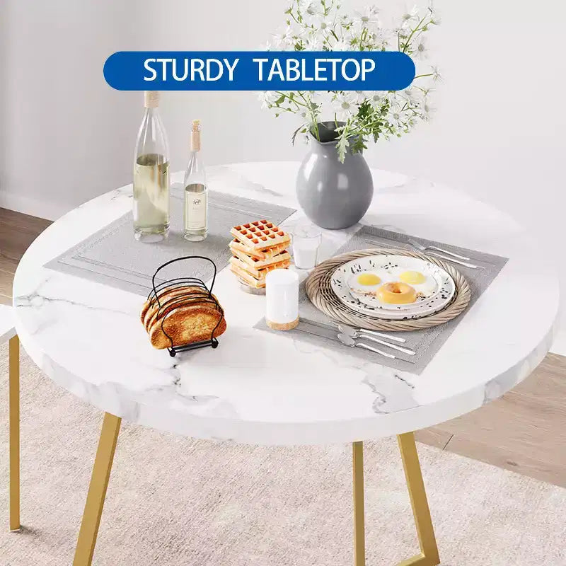 Dining Table Set for 2,Kitchen Table with 2 Upholstered Chairs, Round Kitchen Table Set for Apartment,Breakfast Nook, Dining Room, and Small Space